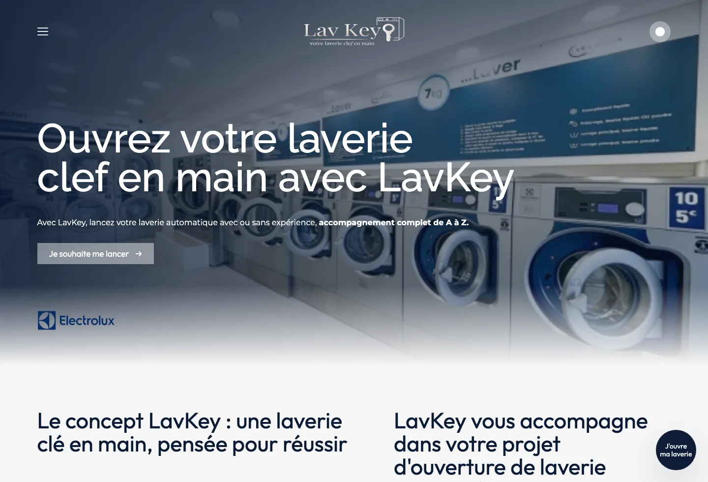 Capture du site LavKey, exemple de site métier pour ouvrir une laverie automatique clé en main